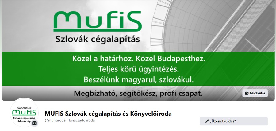 Mufis szlovák cégalapítás facebook oldal.